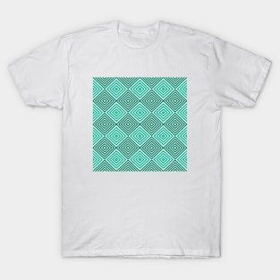 Aqua Green Illusion Geometric Patterns T-Shirt